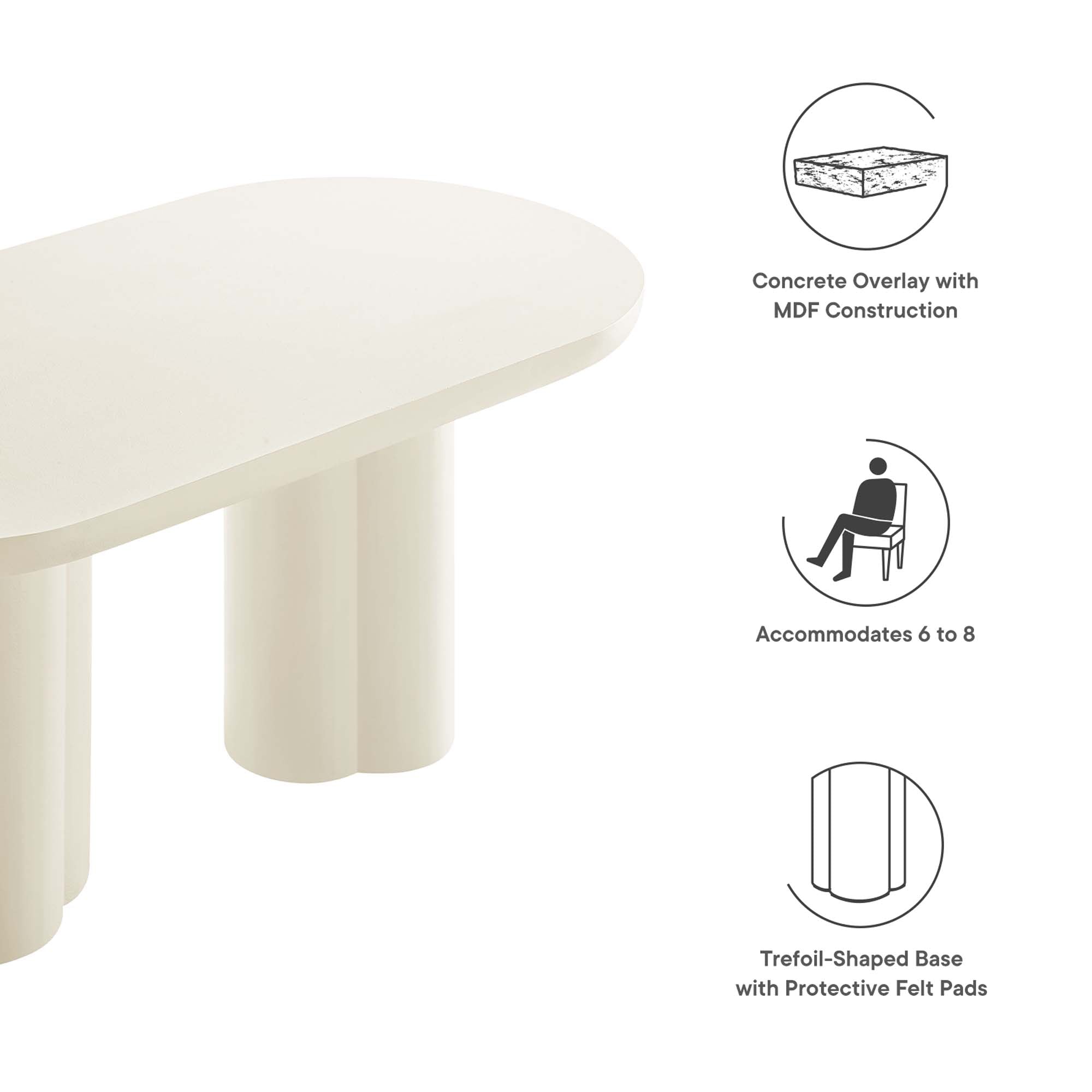 Caspian 72" Mesa de Comedor Ovalada