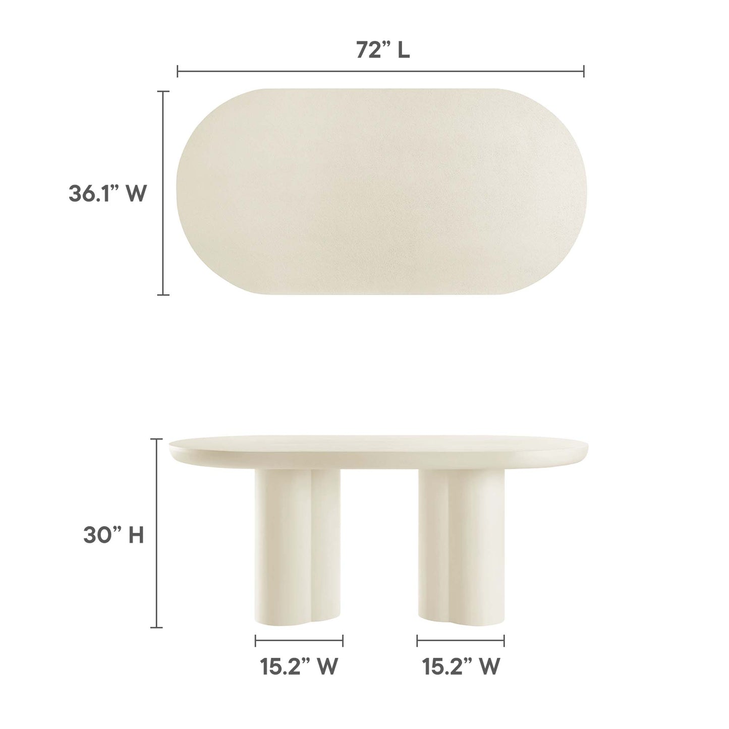 Caspian 72" Mesa de Comedor Ovalada