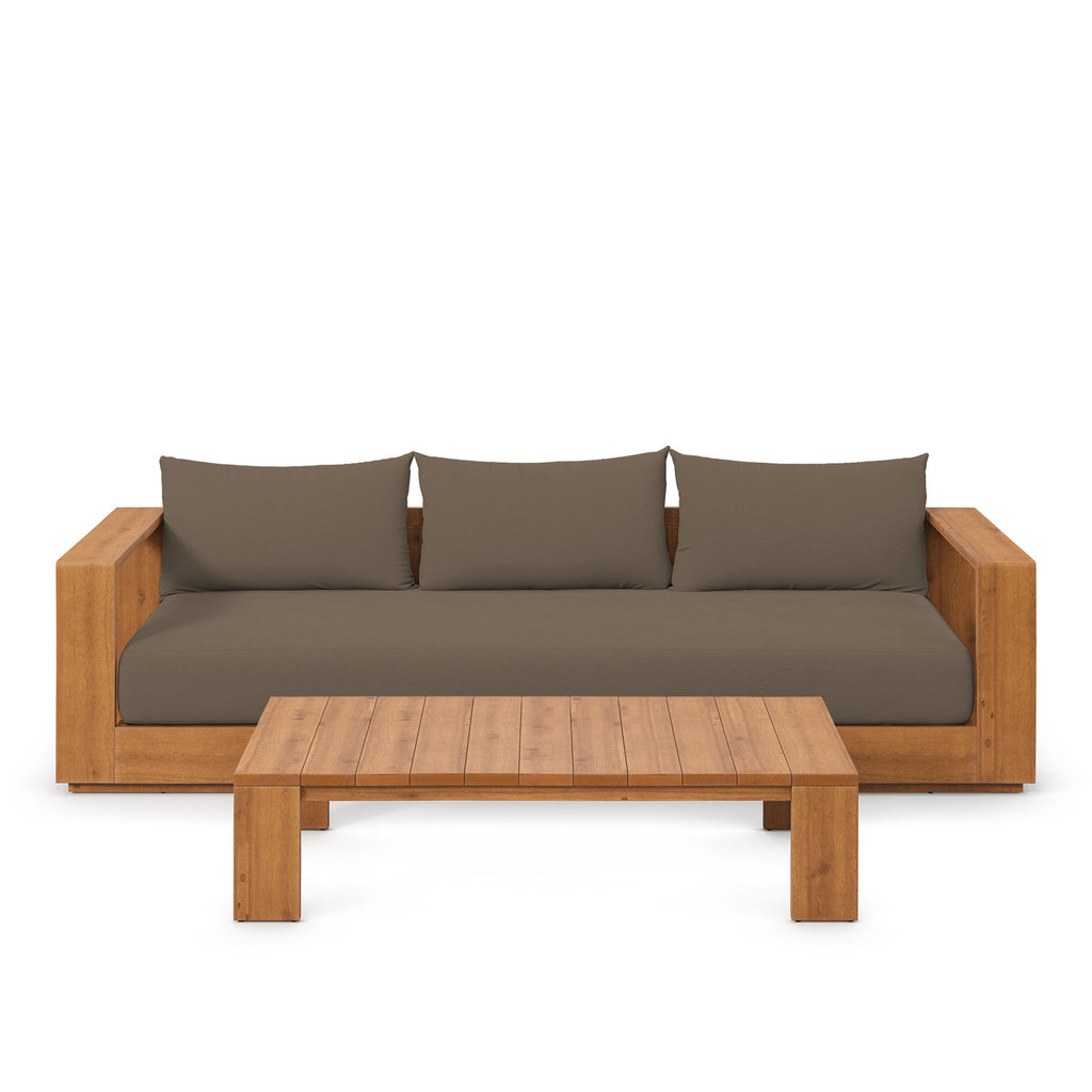 Tahoe 2-Piece Outdoor Patio Acacia Wood sofá and Coffee mesa Set