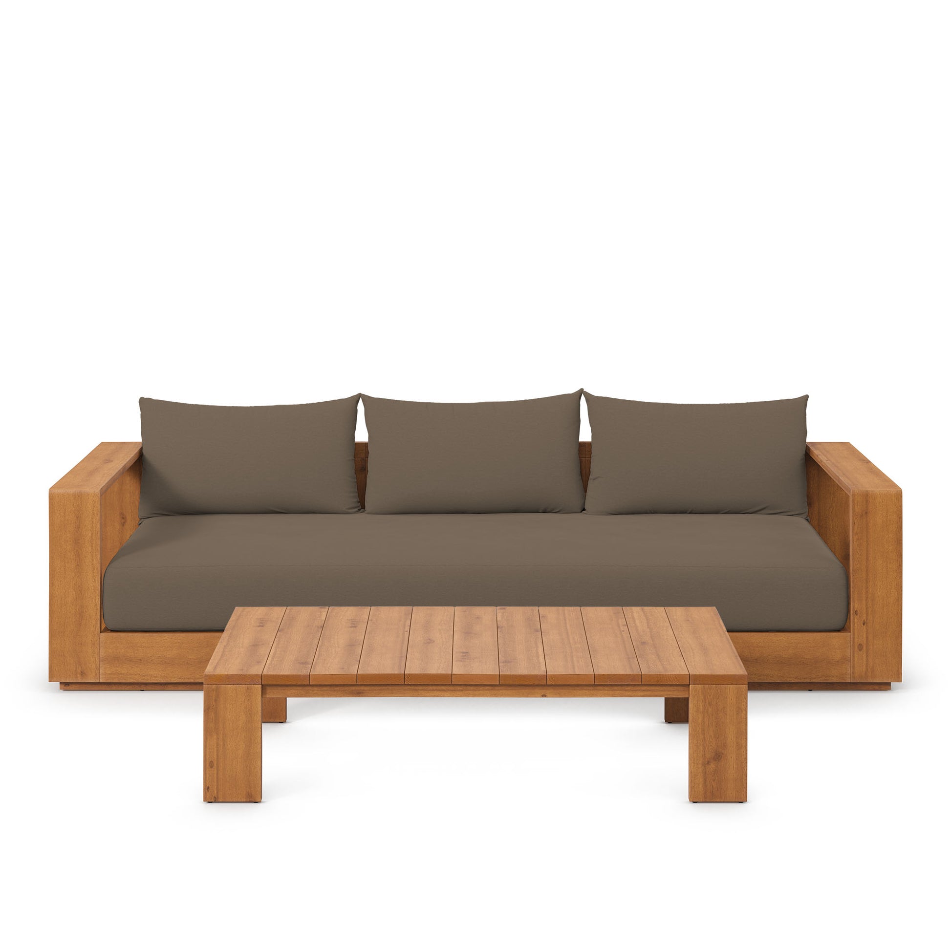 Tahoe 2-Piece Outdoor Patio Acacia Wood sofá and Coffee mesa Set