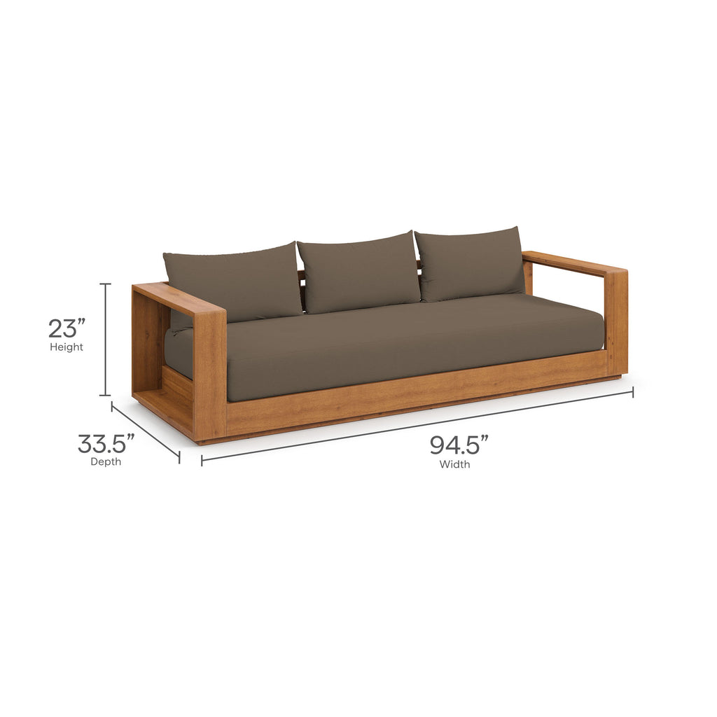 Tahoe 2-Piece Outdoor Patio Acacia Wood sofá and Coffee mesa Set