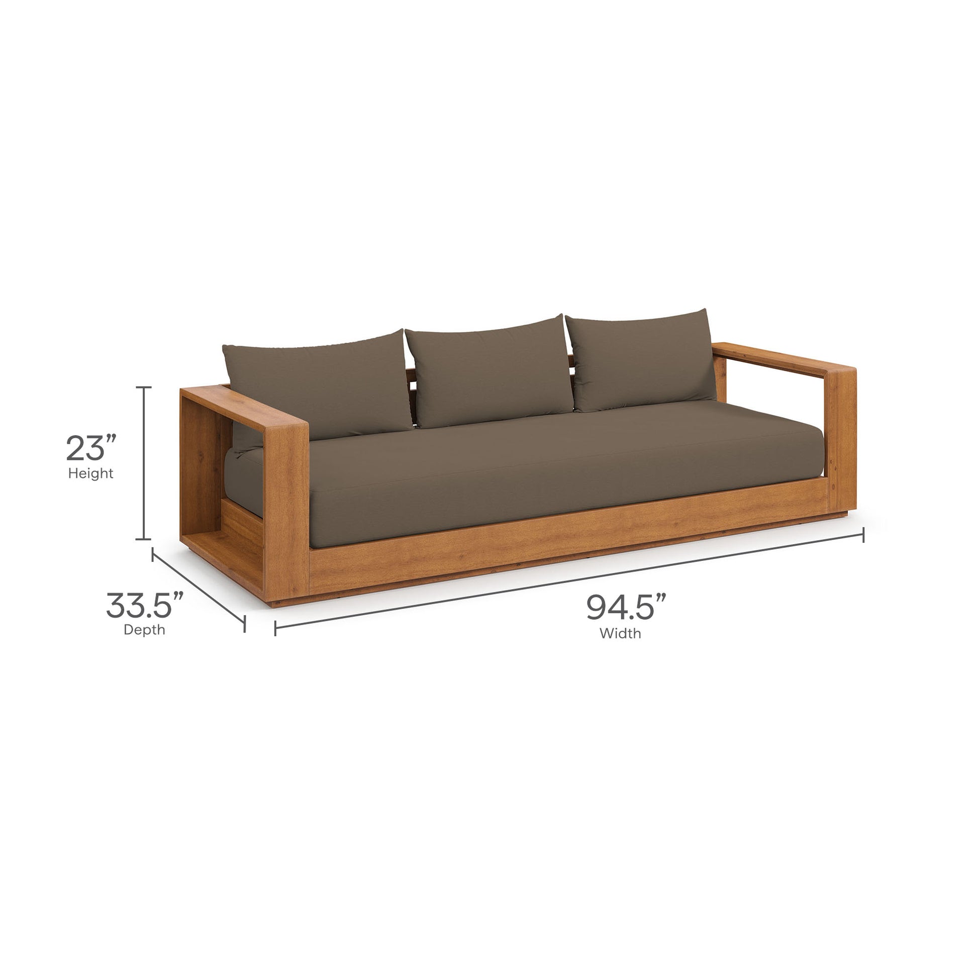 Tahoe 2-Piece Outdoor Patio Acacia Wood sofá and Coffee mesa Set