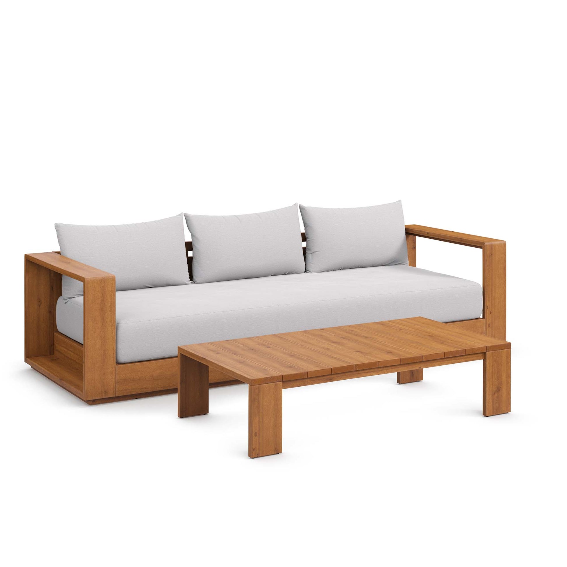 Tahoe 2-Piece Outdoor Patio Acacia Wood sofá and Coffee mesa Set