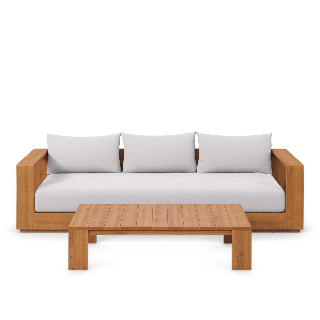 Tahoe 2-Piece Outdoor Patio Acacia Wood sofá and Coffee mesa Set