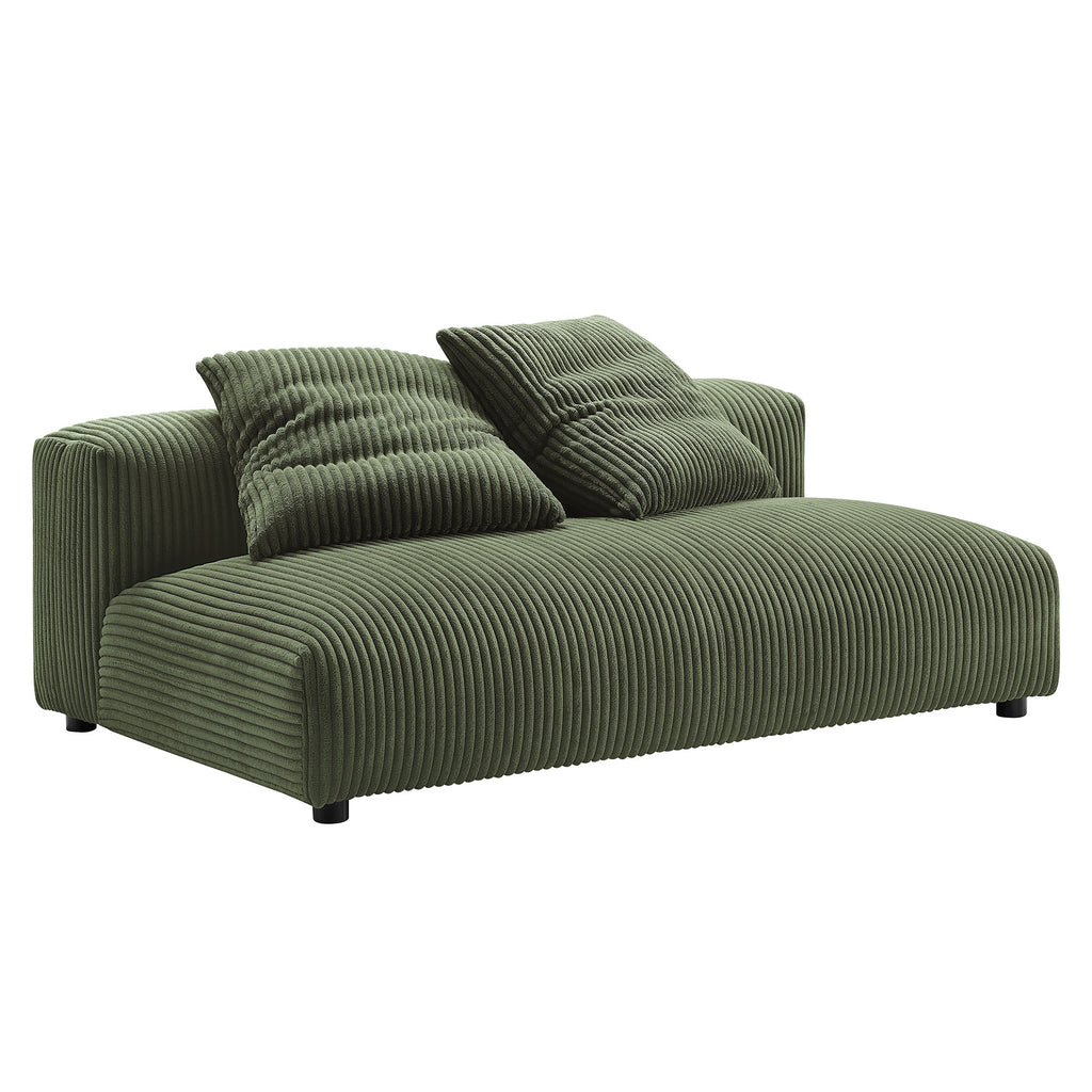 Solace Modular Corduroy Upholstered Armless loveseat and Ottoman Set