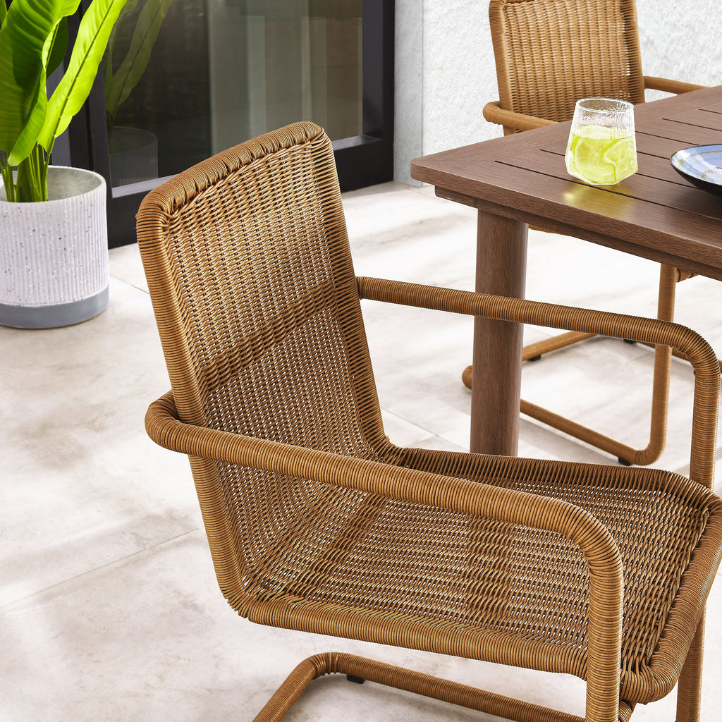 Abacus Outdoor Patio Wicker comedor sillas Set of 2