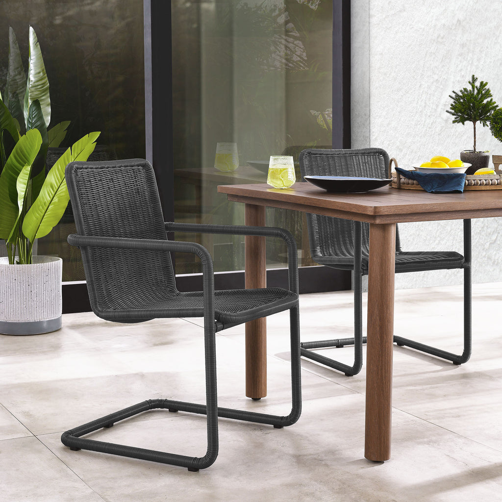 Abacus Outdoor Patio Wicker comedor sillas Set of 2