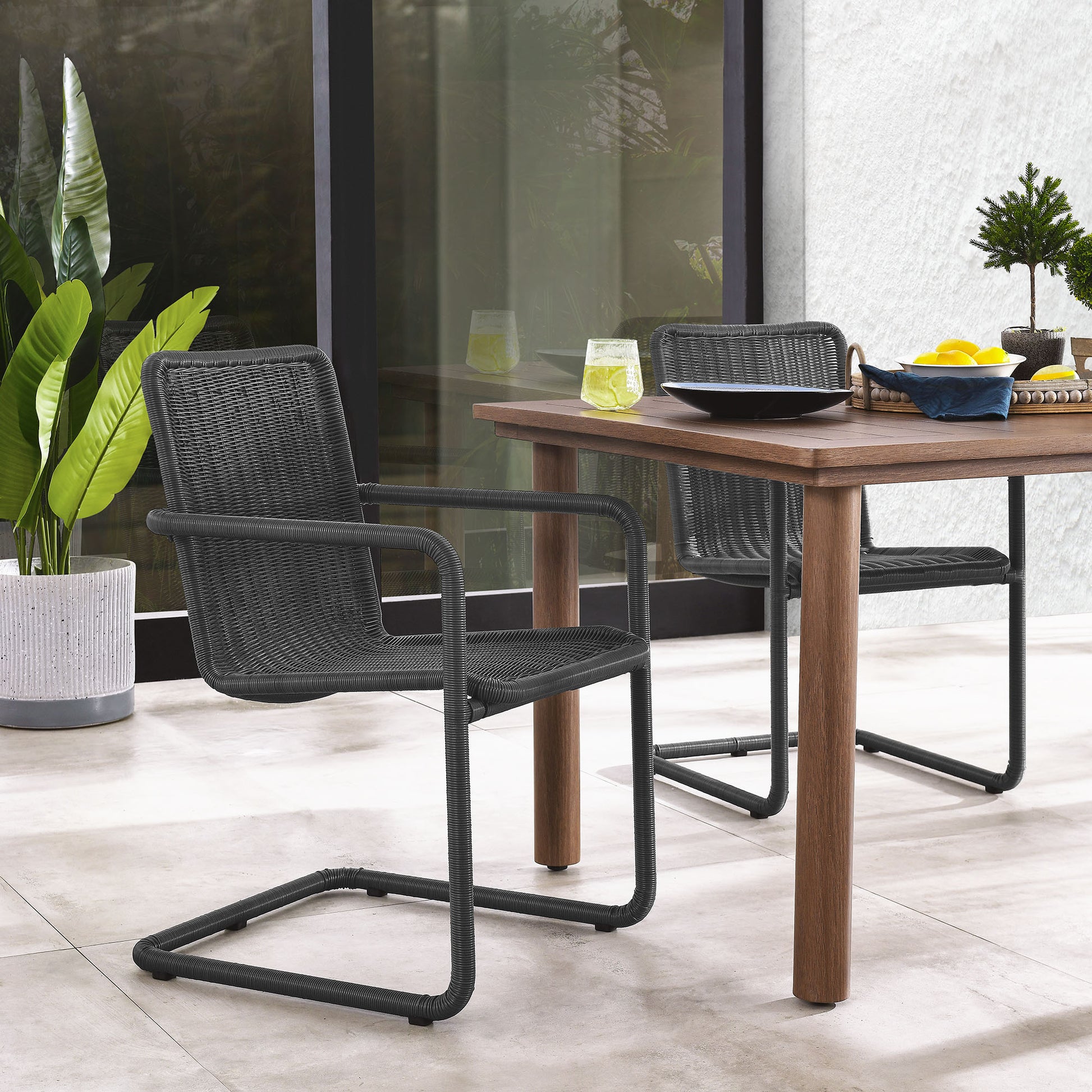 Abacus Outdoor Patio Wicker comedor sillas Set of 2