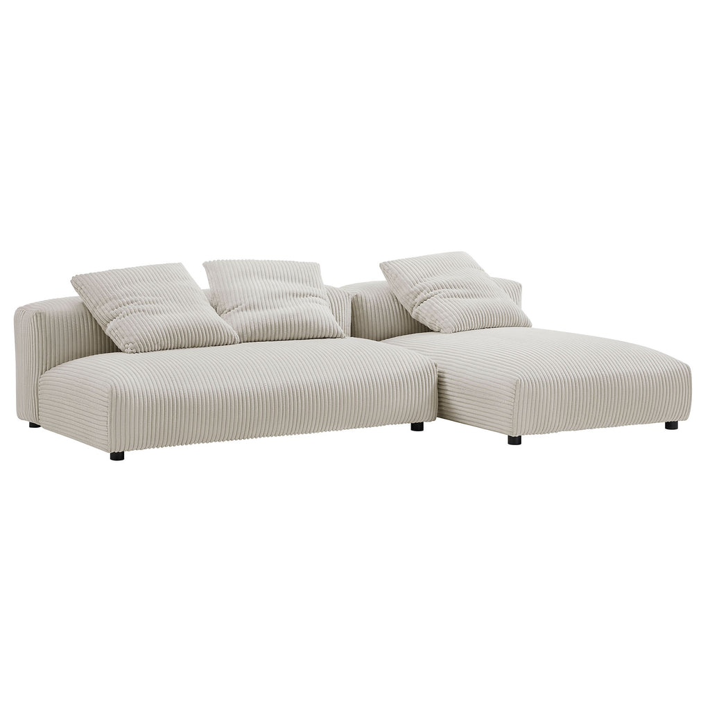 Solace 2-Piece Modular Corduroy Upholstered Sectional sofá With Chaise