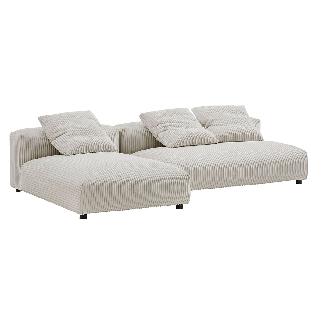Solace 2-Piece Modular Corduroy Upholstered Sectional sofá With Chaise