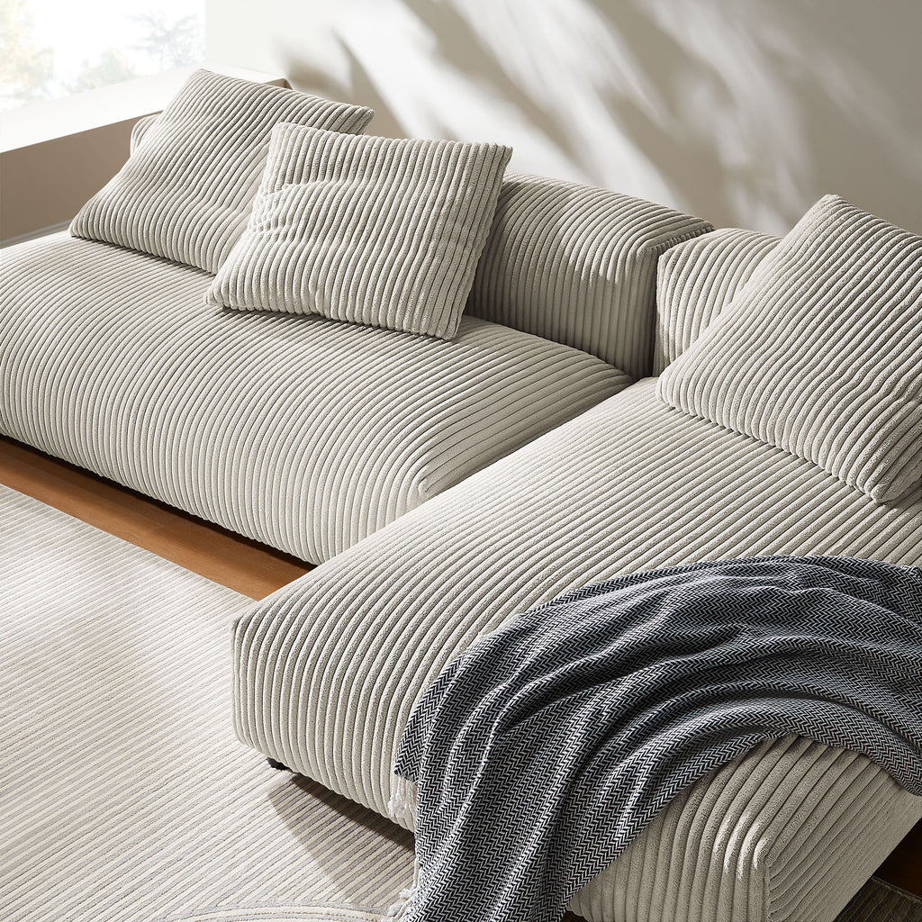 Solace 2-Piece Modular Corduroy Upholstered Sectional sofá With Chaise