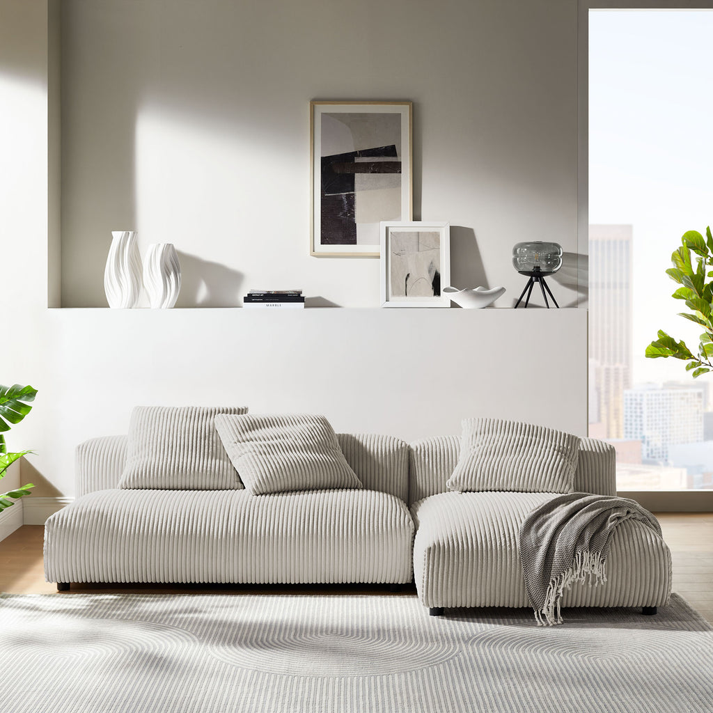 Solace 2-Piece Modular Corduroy Upholstered Sectional sofá With Chaise