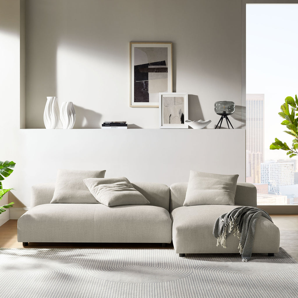 Solace 2-Piece Modular Upholstered Fabric Sectional sofá With Chaise