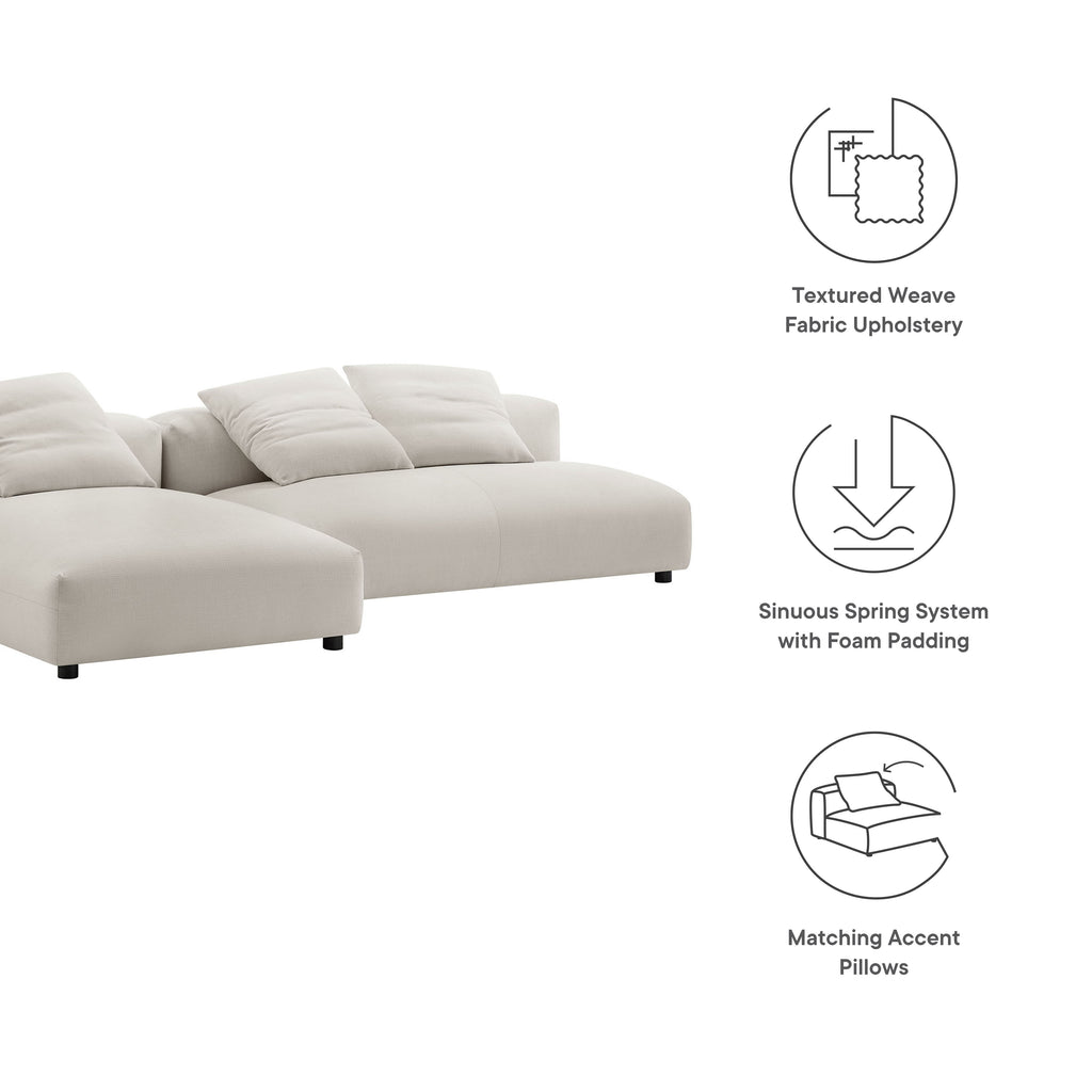 Solace 2-Piece Modular Upholstered Fabric Sectional sofá With Chaise