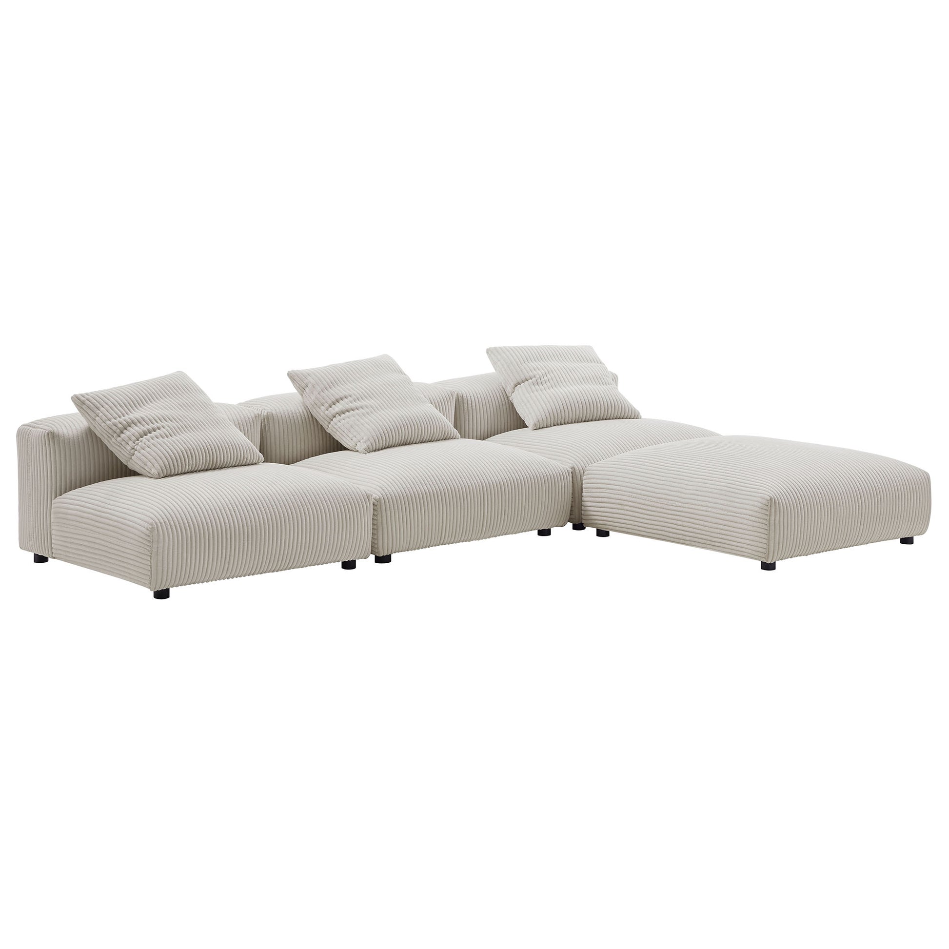 Solace 4-Piece Modular Corduroy Upholstered Sectional sofá
