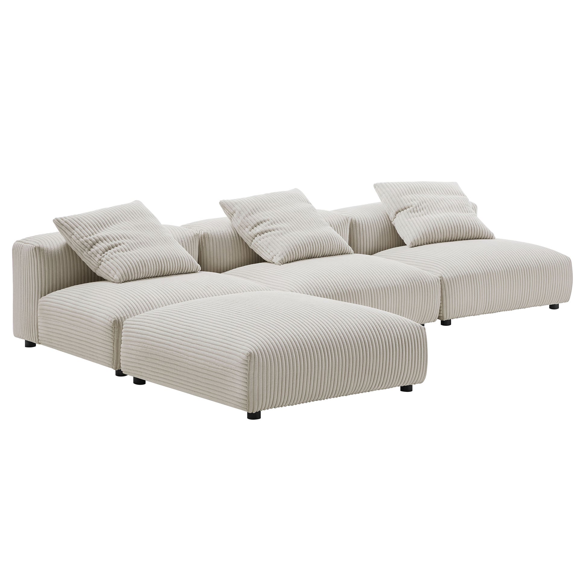 Solace 4-Piece Modular Corduroy Upholstered Sectional sofá