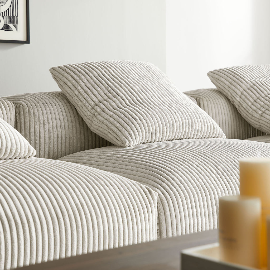 Solace 4-Piece Modular Corduroy Upholstered Sectional sofá