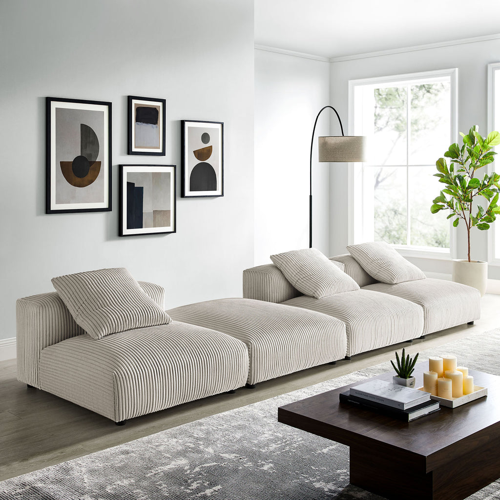Solace 4-Piece Modular Corduroy Upholstered Sectional sofá