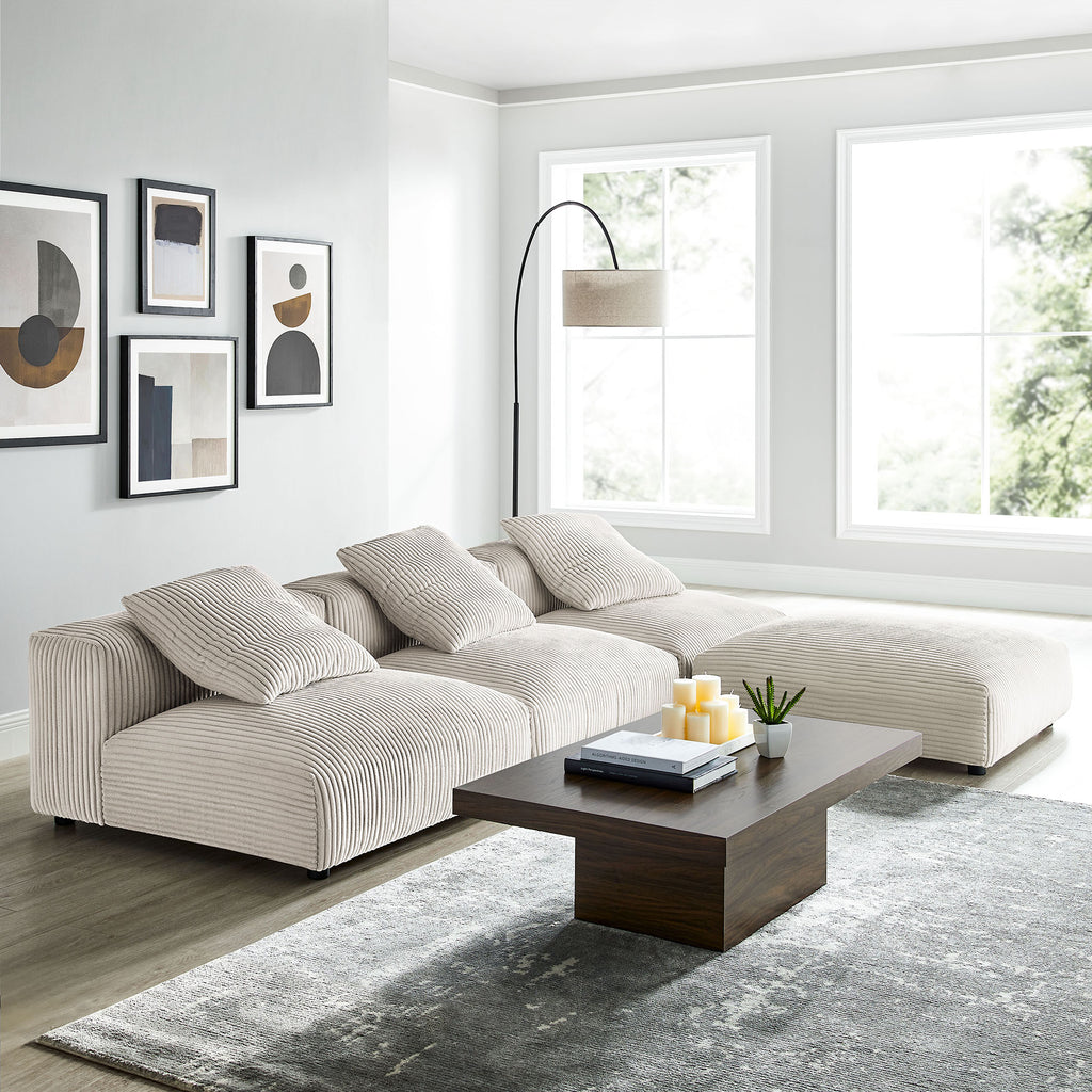 Solace 4-Piece Modular Corduroy Upholstered Sectional sofá