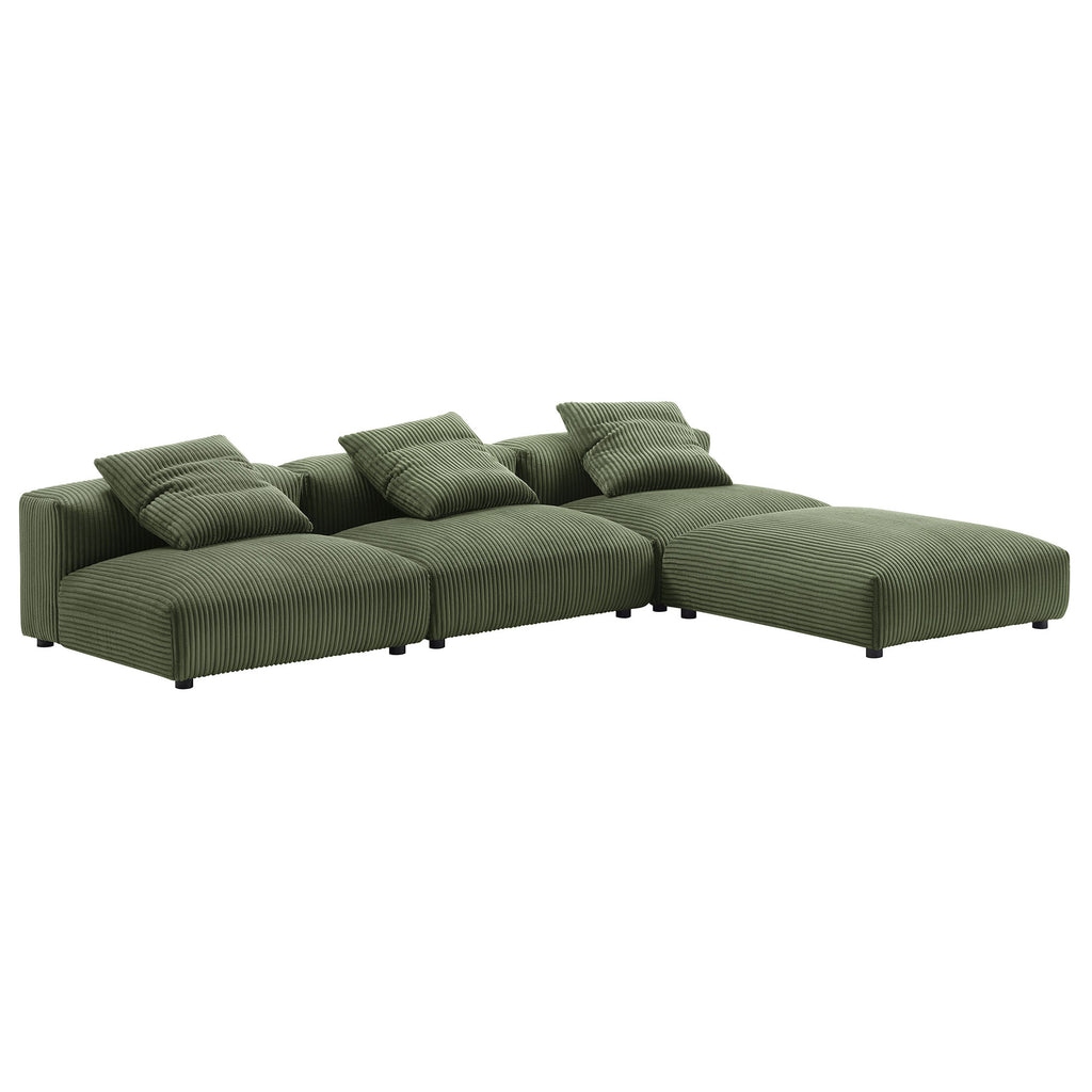 Solace 4-Piece Modular Corduroy Upholstered Sectional sofá