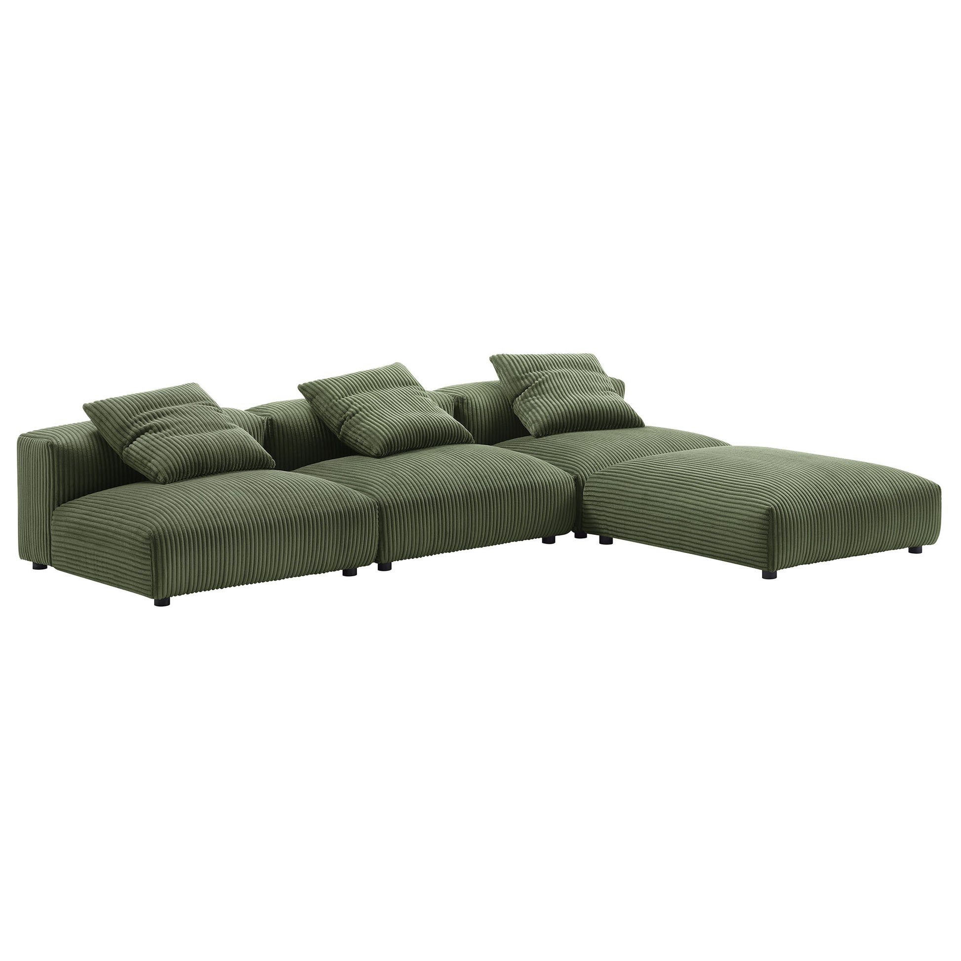 Solace 4-Piece Modular Corduroy Upholstered Sectional sofá