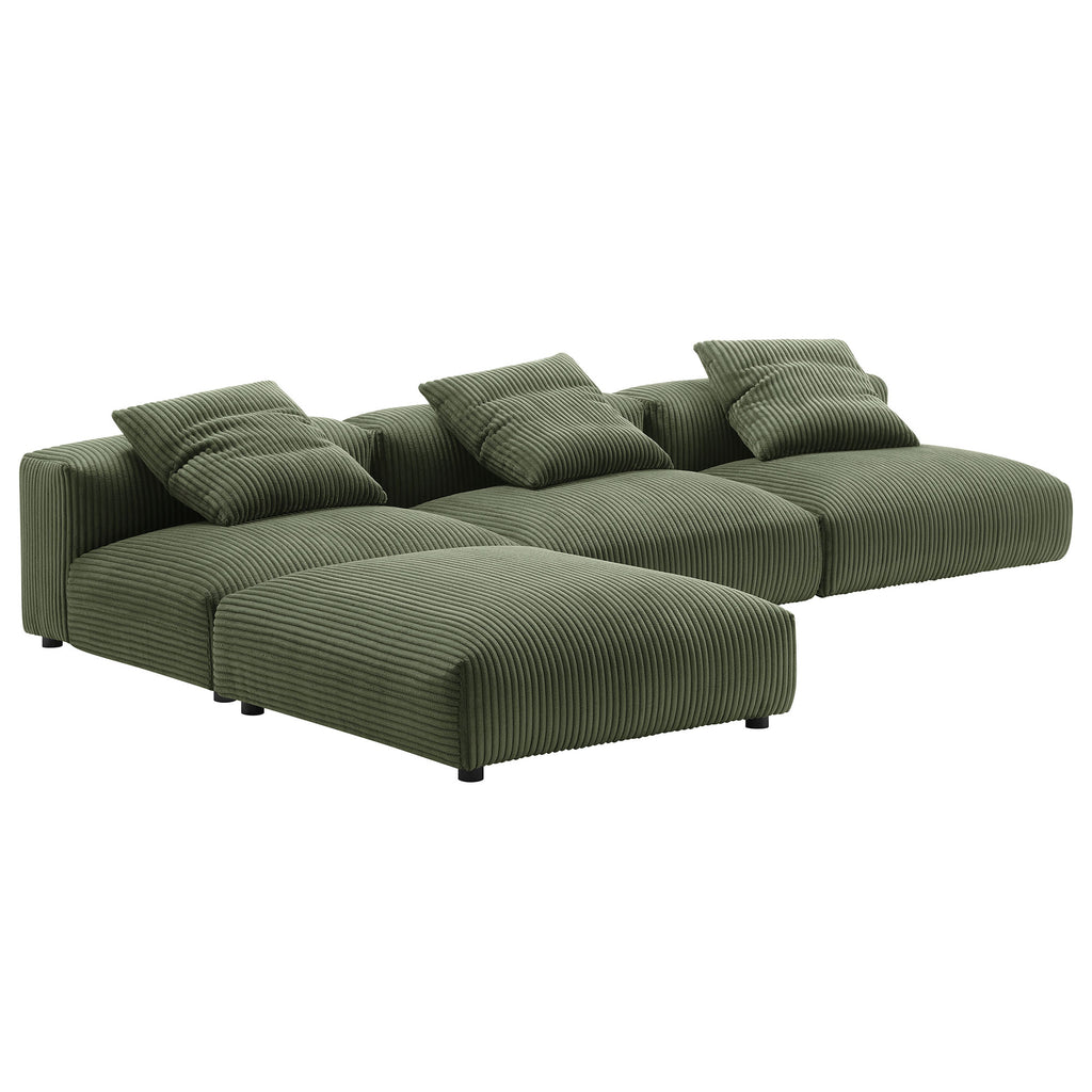 Solace 4-Piece Modular Corduroy Upholstered Sectional sofá