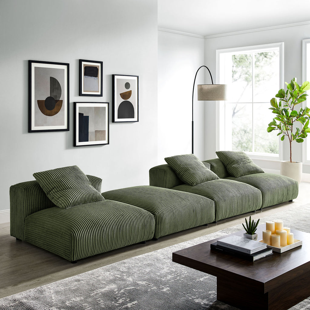 Solace 4-Piece Modular Corduroy Upholstered Sectional sofá