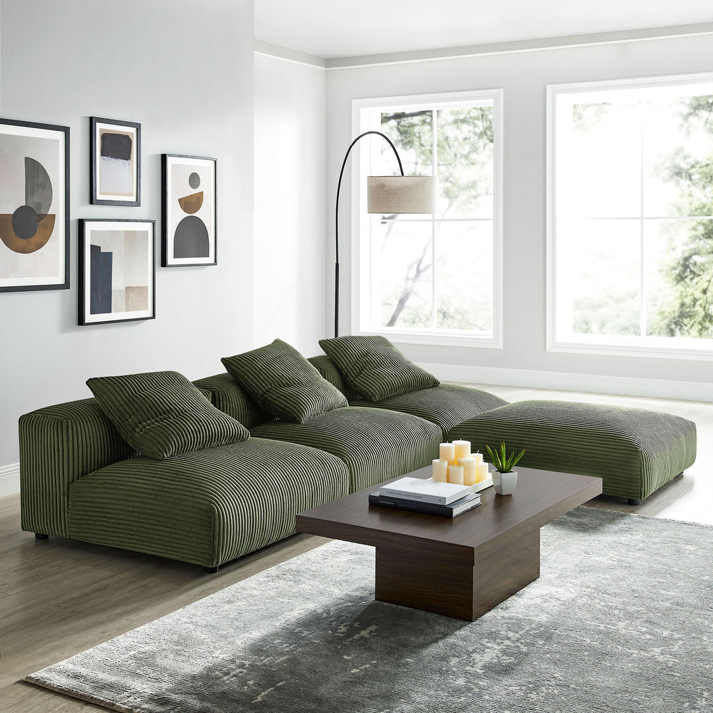 Solace 4-Piece Modular Corduroy Upholstered Sectional sofá
