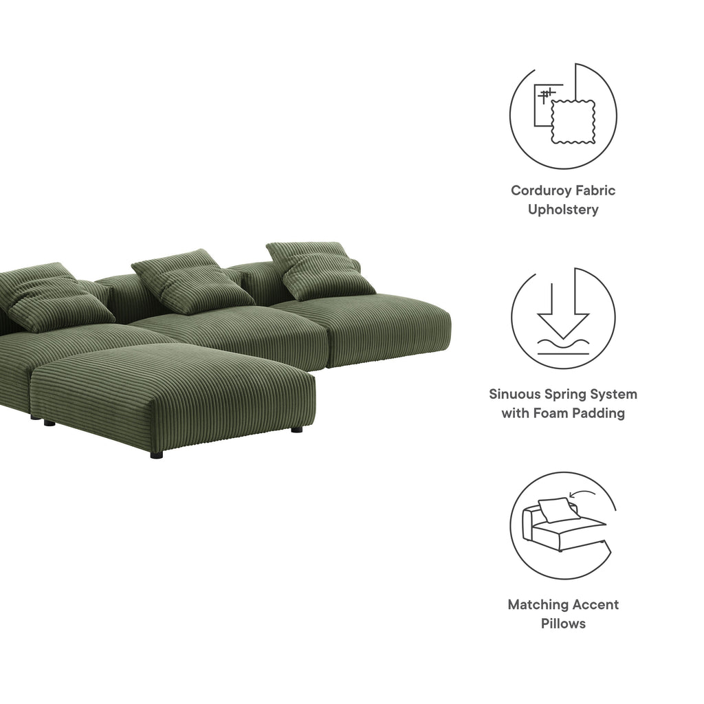 Solace 4-Piece Modular Corduroy Upholstered Sectional sofá