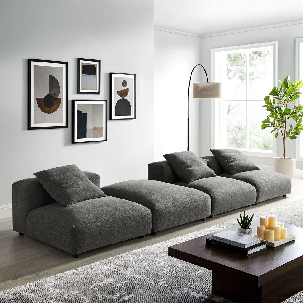 Solace 4-Piece Modular Upholstered Fabric Sectional sofá