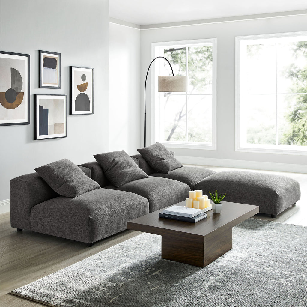 Solace 4-Piece Modular Upholstered Fabric Sectional sofá