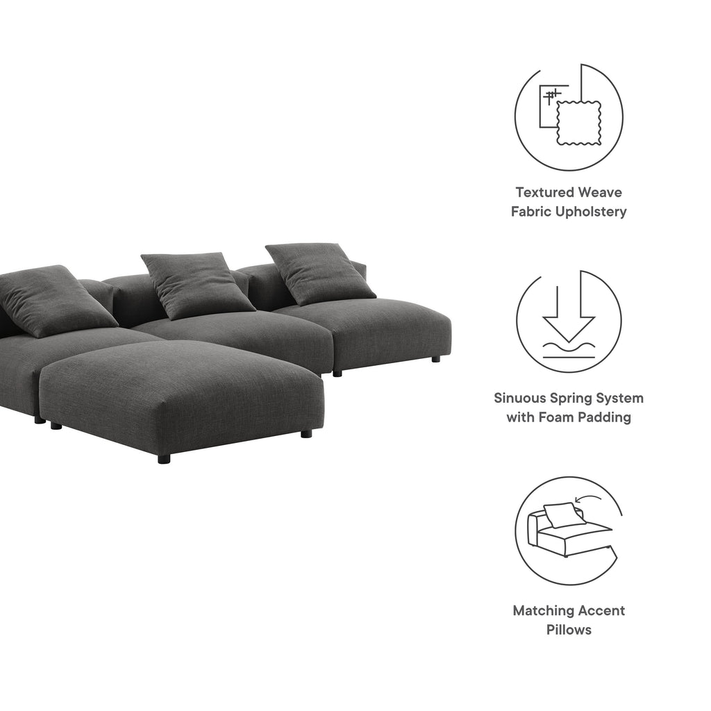 Solace 4-Piece Modular Upholstered Fabric Sectional sofá