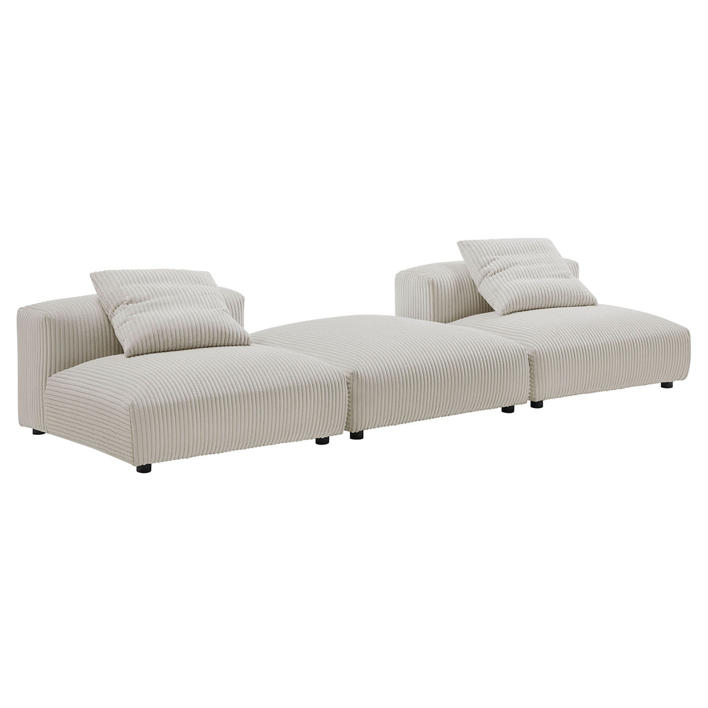 Solace 3-Piece Modular Corduroy Upholstered Sectional sofá