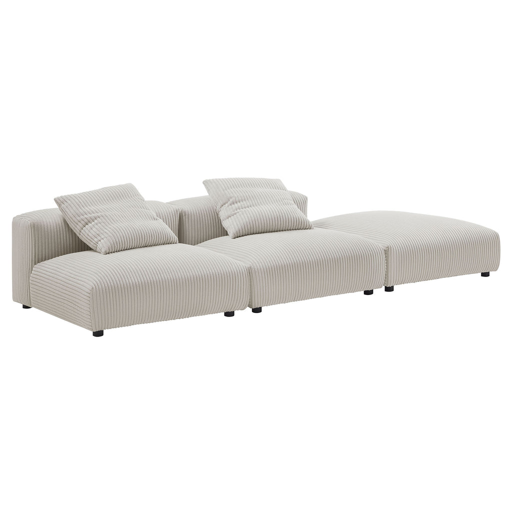 Solace 3-Piece Modular Corduroy Upholstered Sectional sofá
