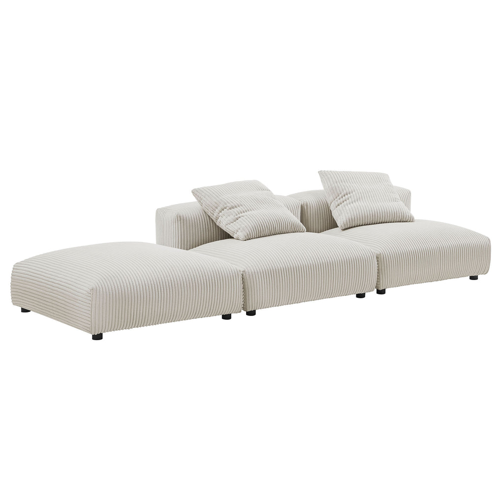 Solace 3-Piece Modular Corduroy Upholstered Sectional sofá