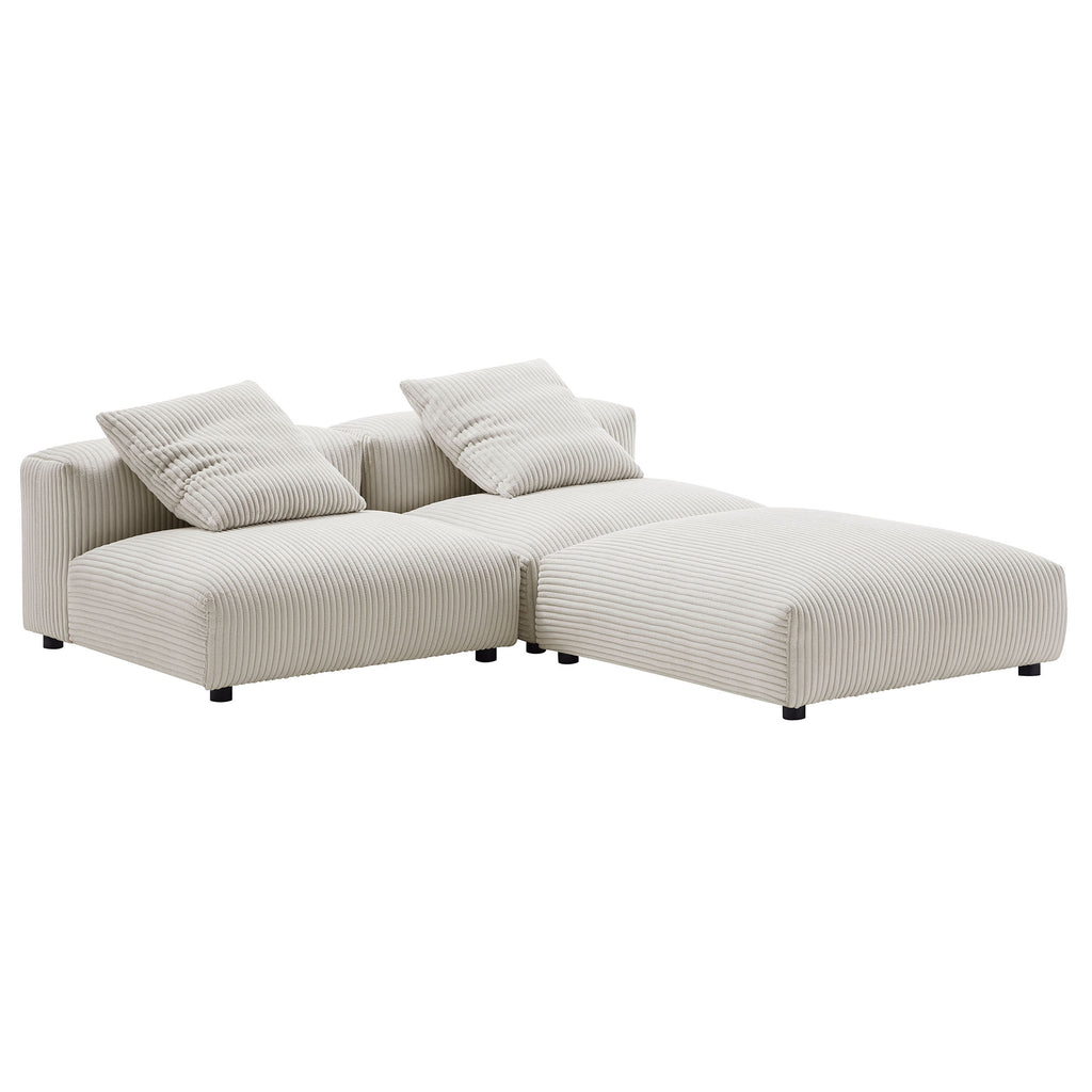 Solace 3-Piece Modular Corduroy Upholstered Sectional sofá