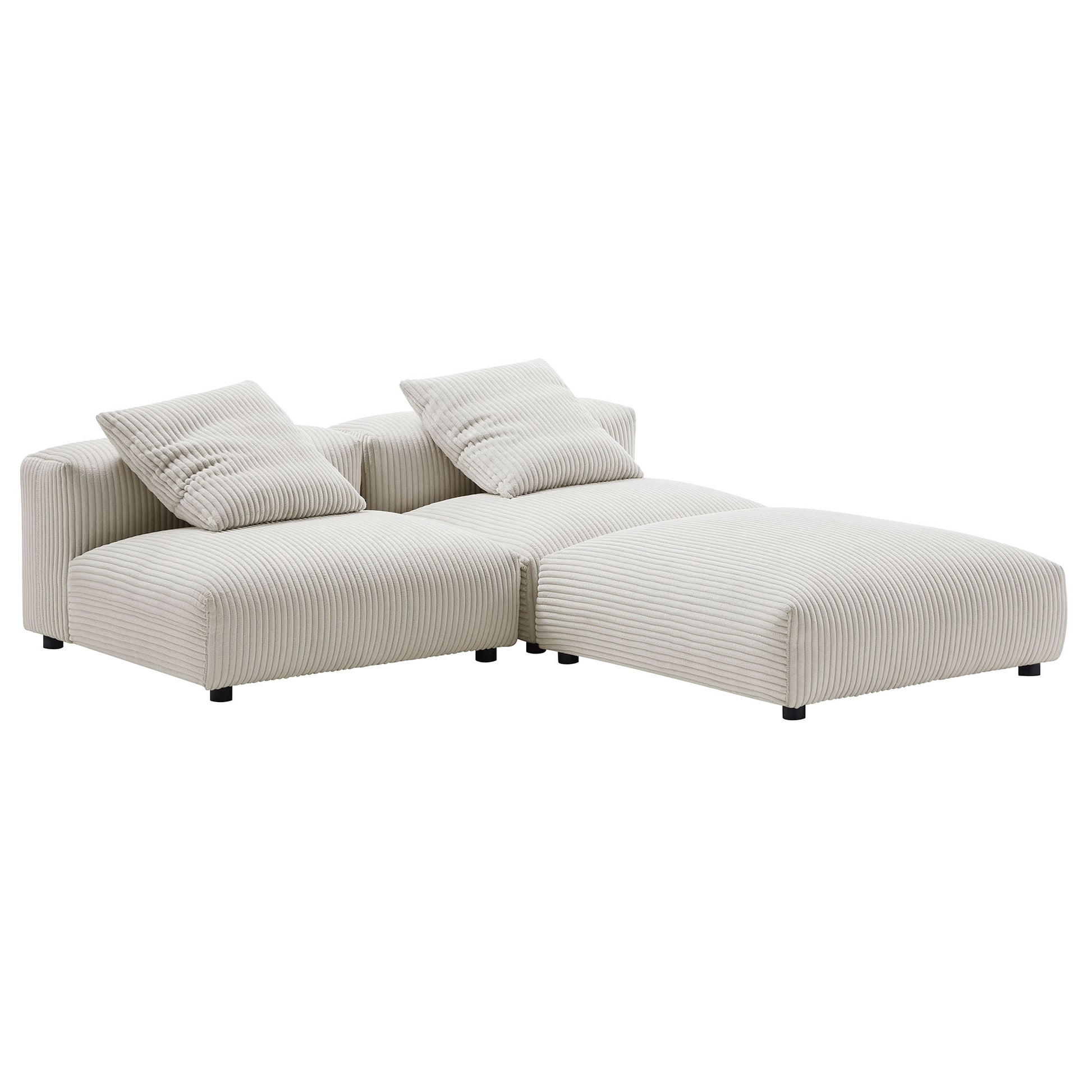 Solace 3-Piece Modular Corduroy Upholstered Sectional sofá