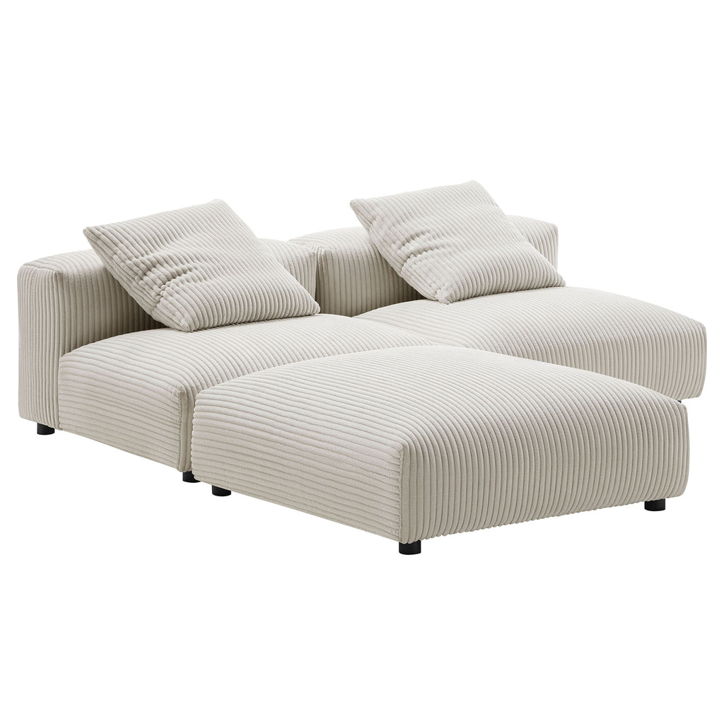 Solace 3-Piece Modular Corduroy Upholstered Sectional sofá