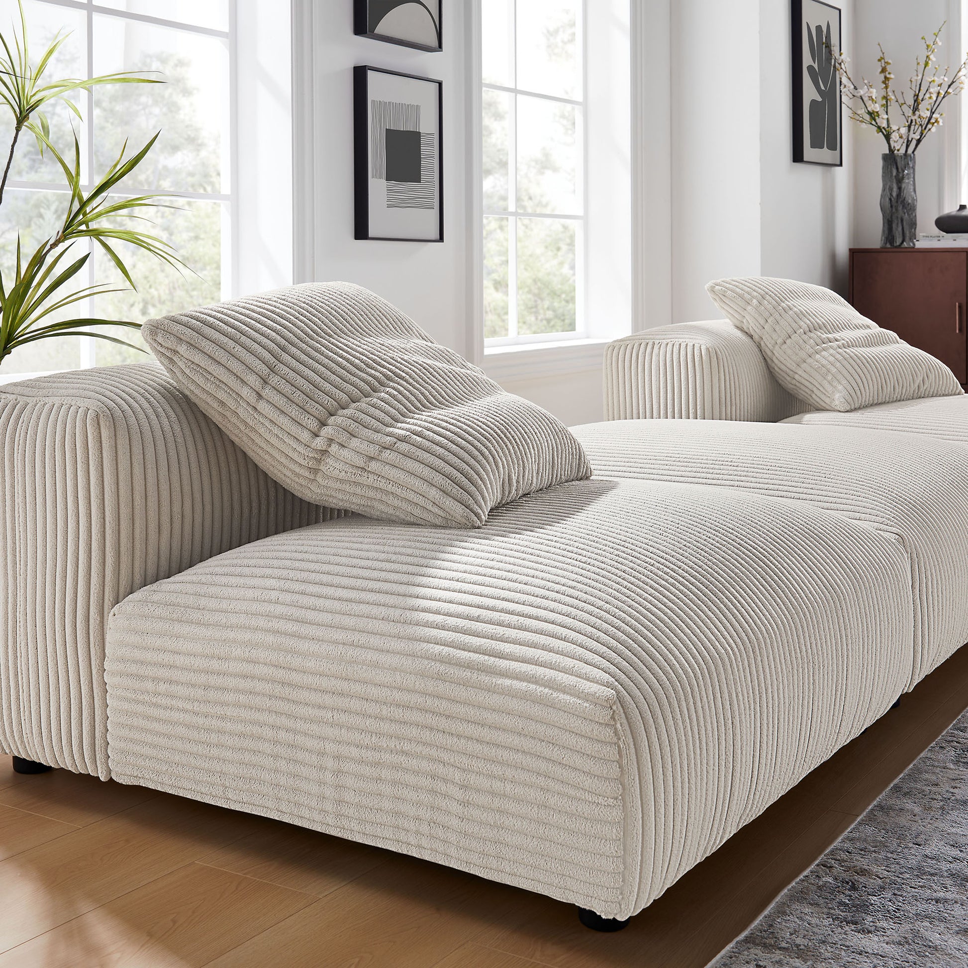 Solace 3-Piece Modular Corduroy Upholstered Sectional sofá
