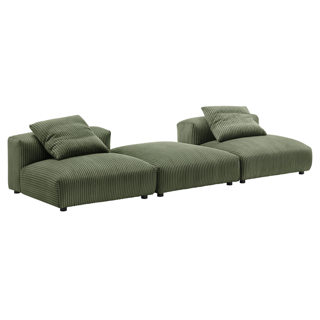 Solace 3-Piece Modular Corduroy Upholstered Sectional sofá