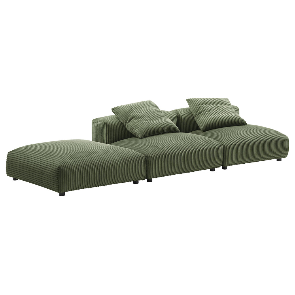 Solace 3-Piece Modular Corduroy Upholstered Sectional sofá