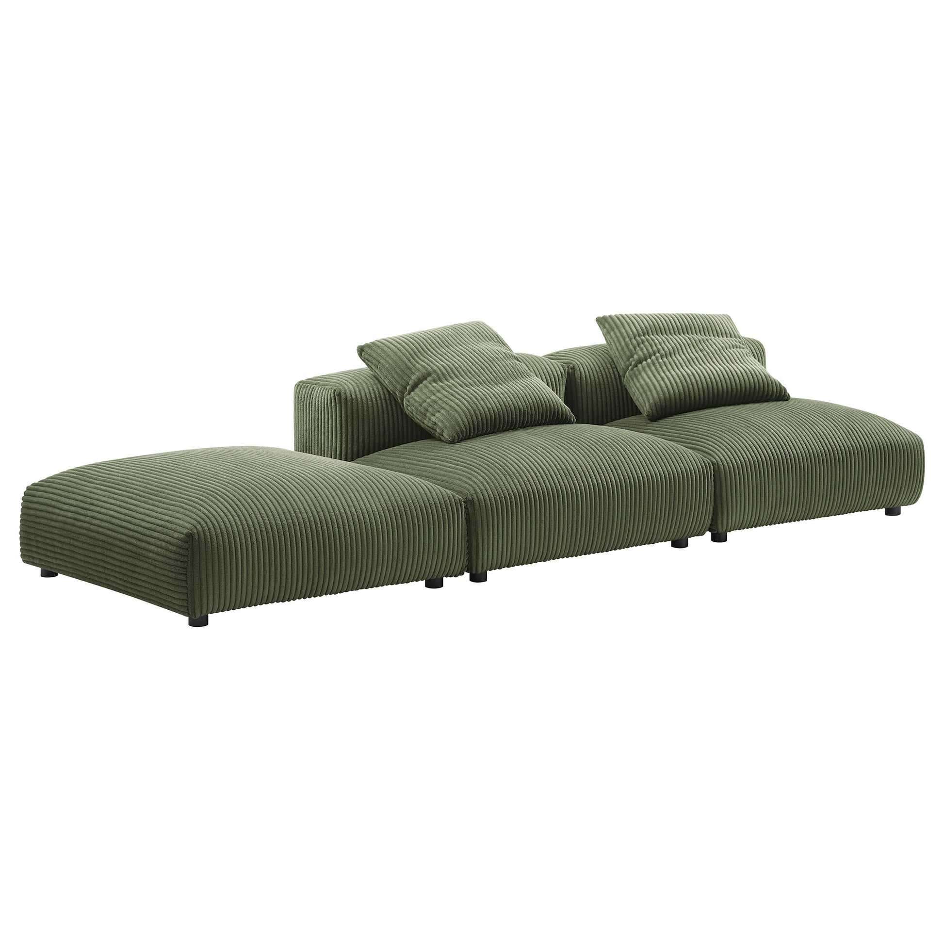 Solace 3-Piece Modular Corduroy Upholstered Sectional sofá