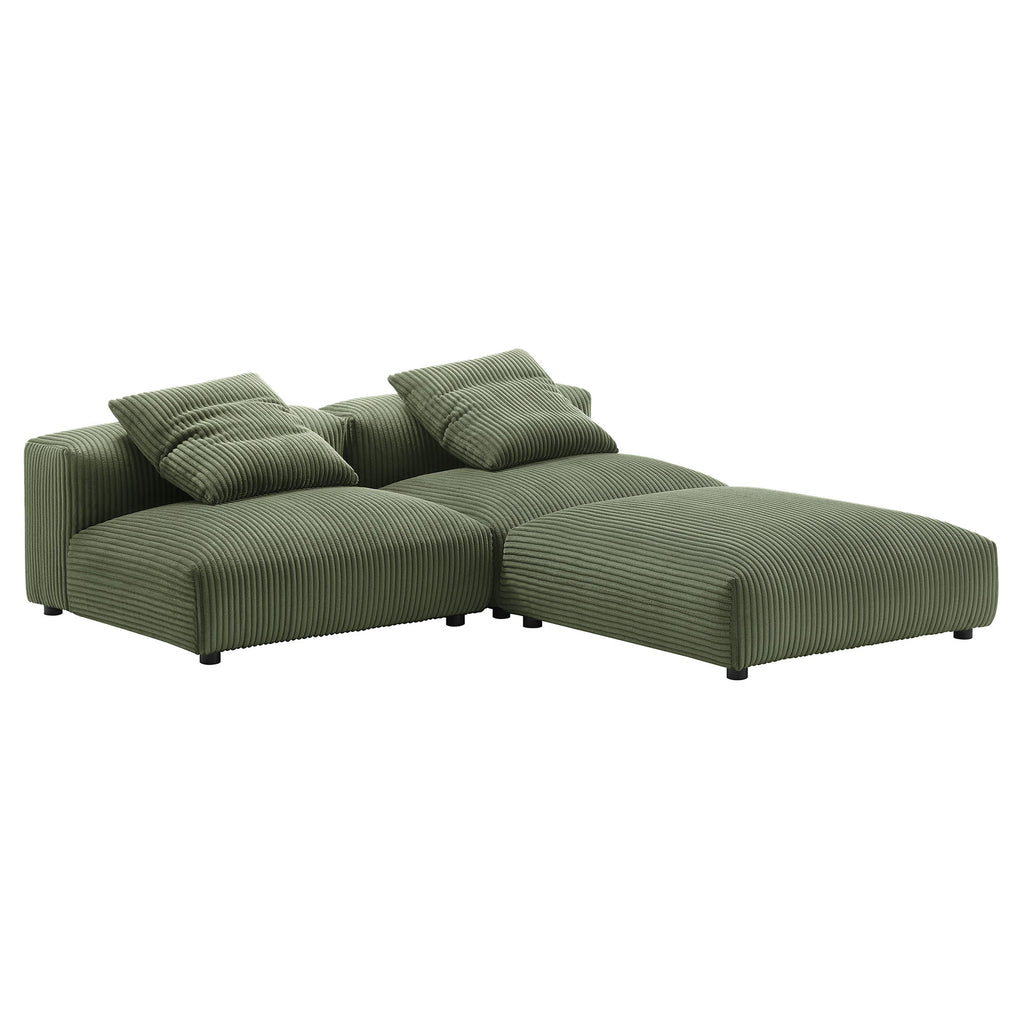 Solace 3-Piece Modular Corduroy Upholstered Sectional sofá