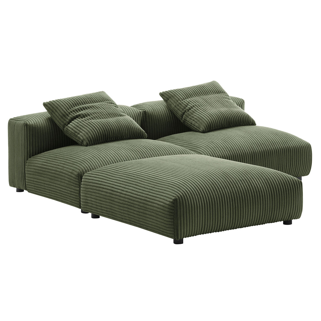 Solace 3-Piece Modular Corduroy Upholstered Sectional sofá