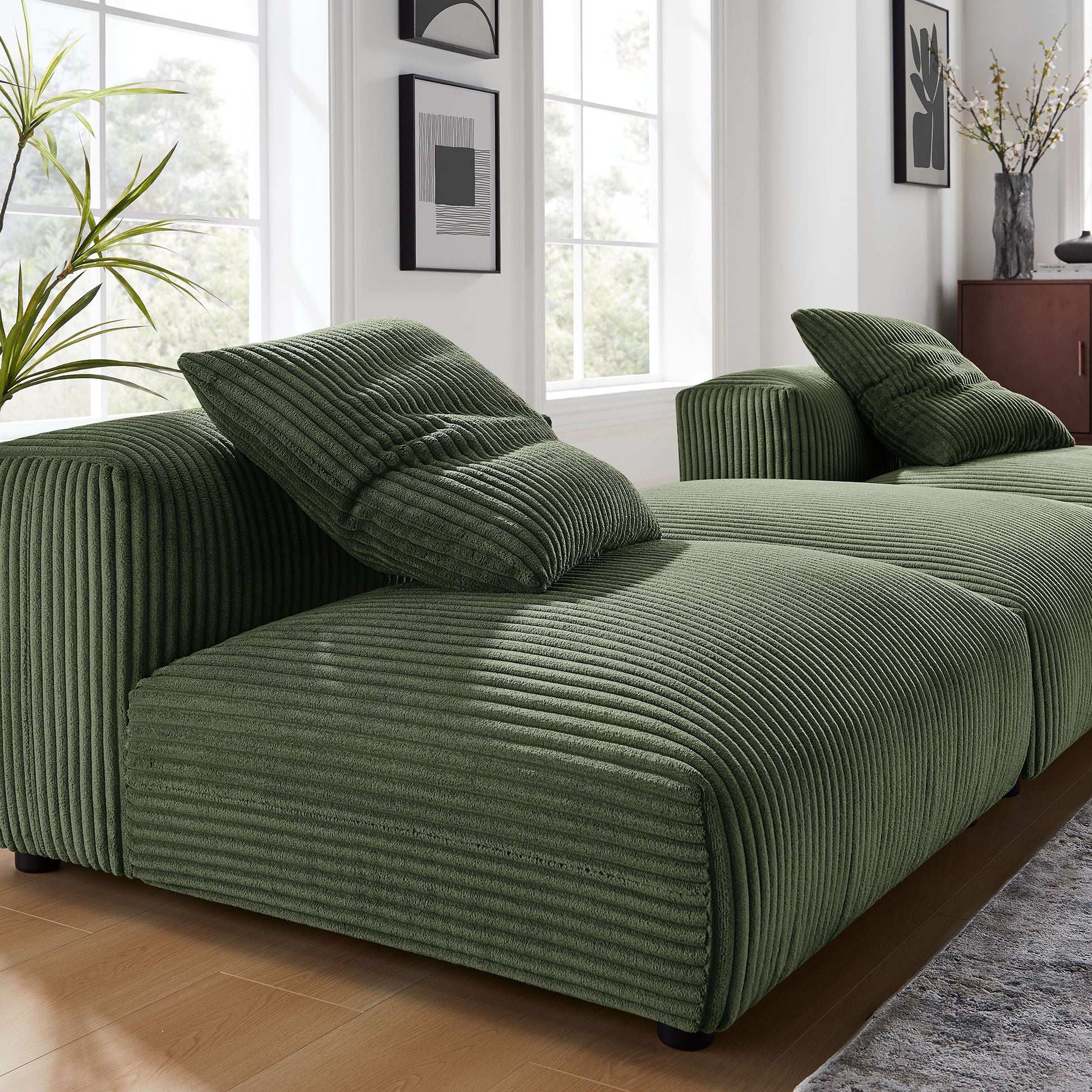 Solace 3-Piece Modular Corduroy Upholstered Sectional sofá