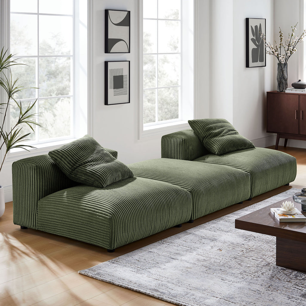 Solace 3-Piece Modular Corduroy Upholstered Sectional sofá