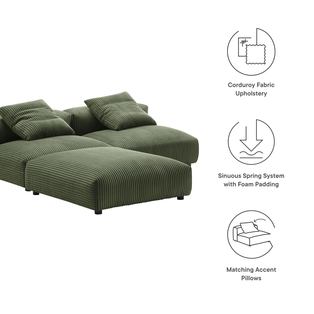 Solace 3-Piece Modular Corduroy Upholstered Sectional sofá