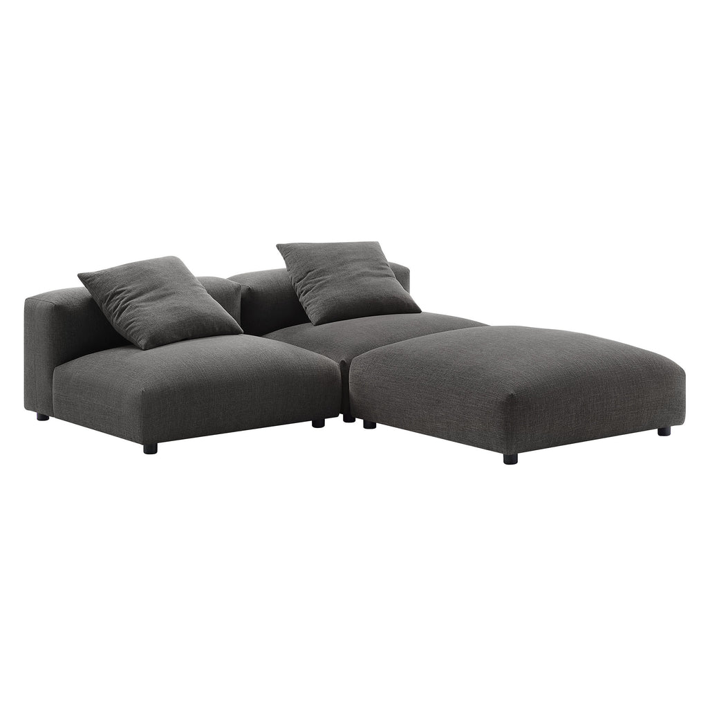 Solace 3-Piece Modular Upholstered Fabric Sectional sofá