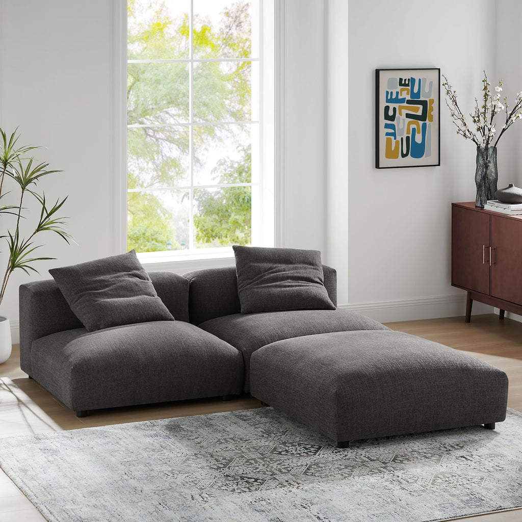 Solace 3-Piece Modular Upholstered Fabric Sectional sofá