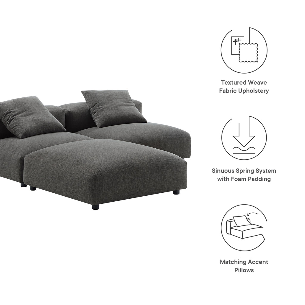 Solace 3-Piece Modular Upholstered Fabric Sectional sofá